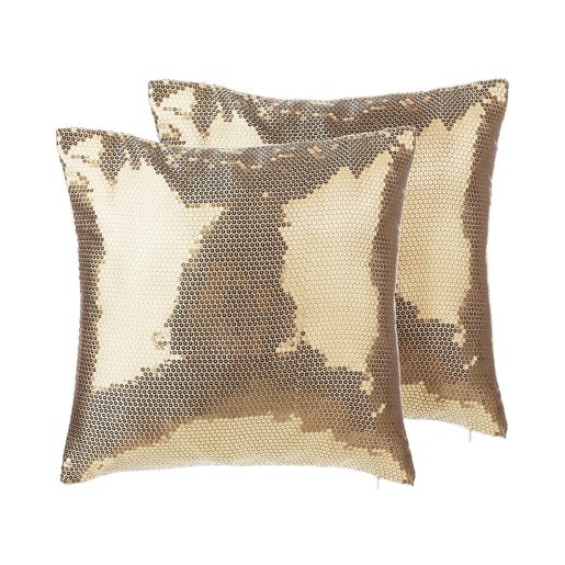 Conjunto de 2 almofadas decorativas ASTER 45 x 45 cm Dourado Sólido