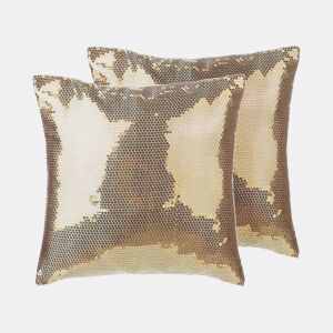 Conjunto de 2 almofadas decorativas ASTER 45 x 45 cm Dourado Sólido