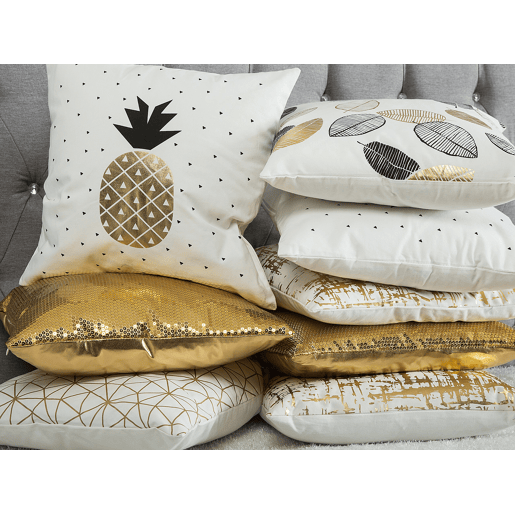 Conjunto de 2 almofadas decorativas ASTER 45 x 45 cm Dourado Sólido
