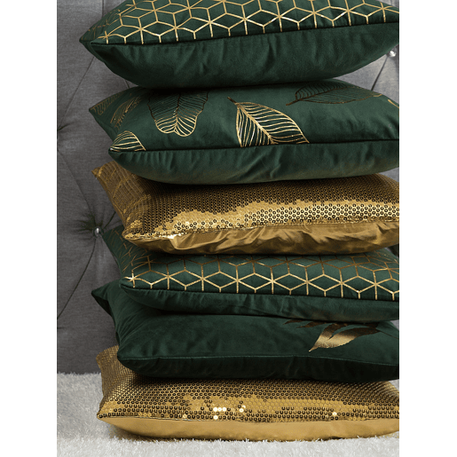 Conjunto de 2 almofadas decorativas ASTER 45 x 45 cm Dourado Sólido