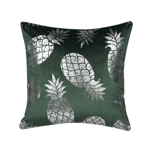 Conjunto de 2 almofadas decorativas ASTILBE Veludo 45 x 45 cm Verde escuro Padrão de plantas