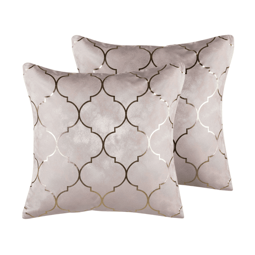 Conjunto de 2 almofadas decorativas ALYSSUM 45 x 45 cm Rosa Padrão em treliça