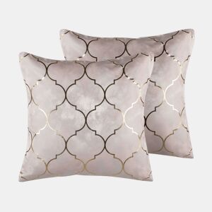 Conjunto de 2 almofadas decorativas ALYSSUM 45 x 45 cm Rosa Padrão em treliça