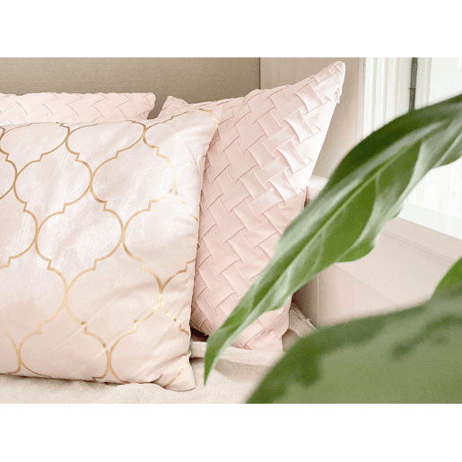 Conjunto de 2 almofadas decorativas ALYSSUM 45 x 45 cm Rosa Padrão em treliça