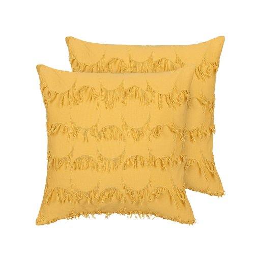 Conjunto de 2 almofadas decorativas AGASTACHE 45 x 45 cm Amarelo Padrão geométrico