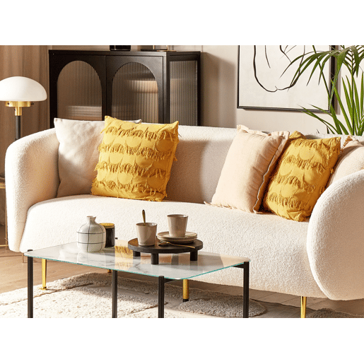 Conjunto de 2 almofadas decorativas AGASTACHE 45 x 45 cm Amarelo Padrão geométrico