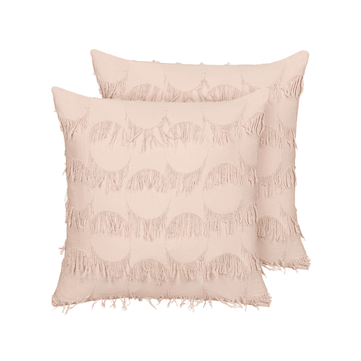 Conjunto de 2 almofadas decorativas AGASTACHE 45 x 45 cm Rosa Padrão geométrico