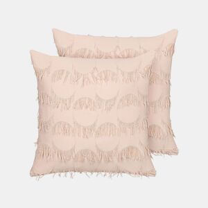 Conjunto de 2 almofadas decorativas AGASTACHE 45 x 45 cm Rosa Padrão geométrico
