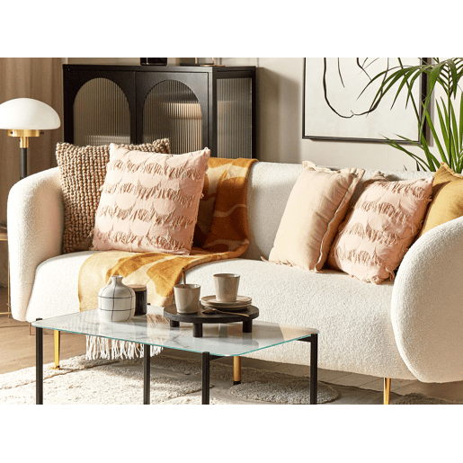 Conjunto de 2 almofadas decorativas AGASTACHE 45 x 45 cm Rosa Padrão geométrico