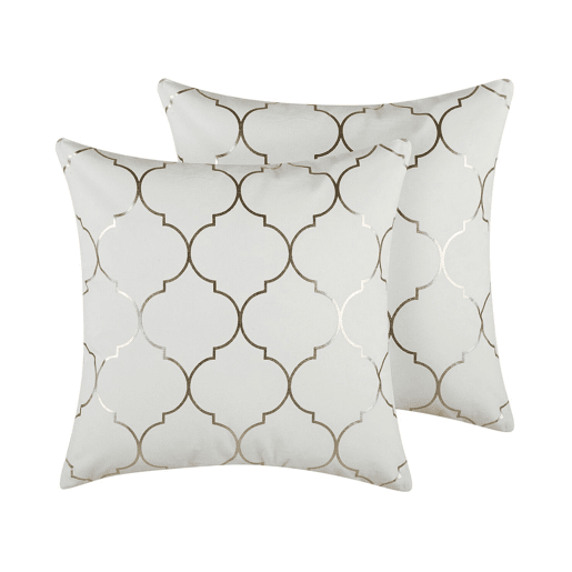 Conjunto de 2 almofadas decorativas ALYSSUM Algodão 45 x 45 cm Branco Padrão em treliça
