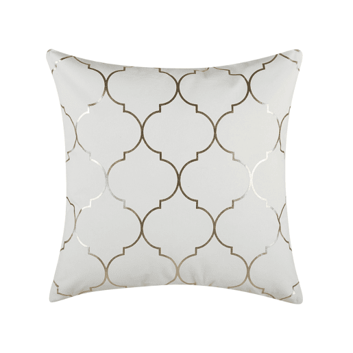 Conjunto de 2 almofadas decorativas ALYSSUM Algodão 45 x 45 cm Branco Padrão em treliça