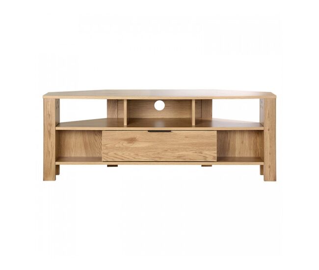 Mueble de tv de esquina 1 cajón decoración roble - l120 cm