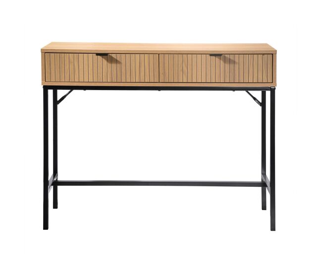 Consola 2 cajones frontal efecto madera ranurada - l100 x h80 cm