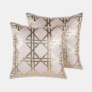 Conjunto de 2 almofadas decorativas CASSIA 45 x 45 cm Rosa Padrão geométrico