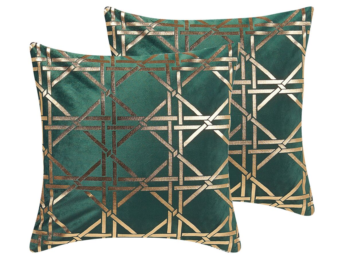 Beliani Cojín decorativo CASSIA 45x45 Verde Oscuro