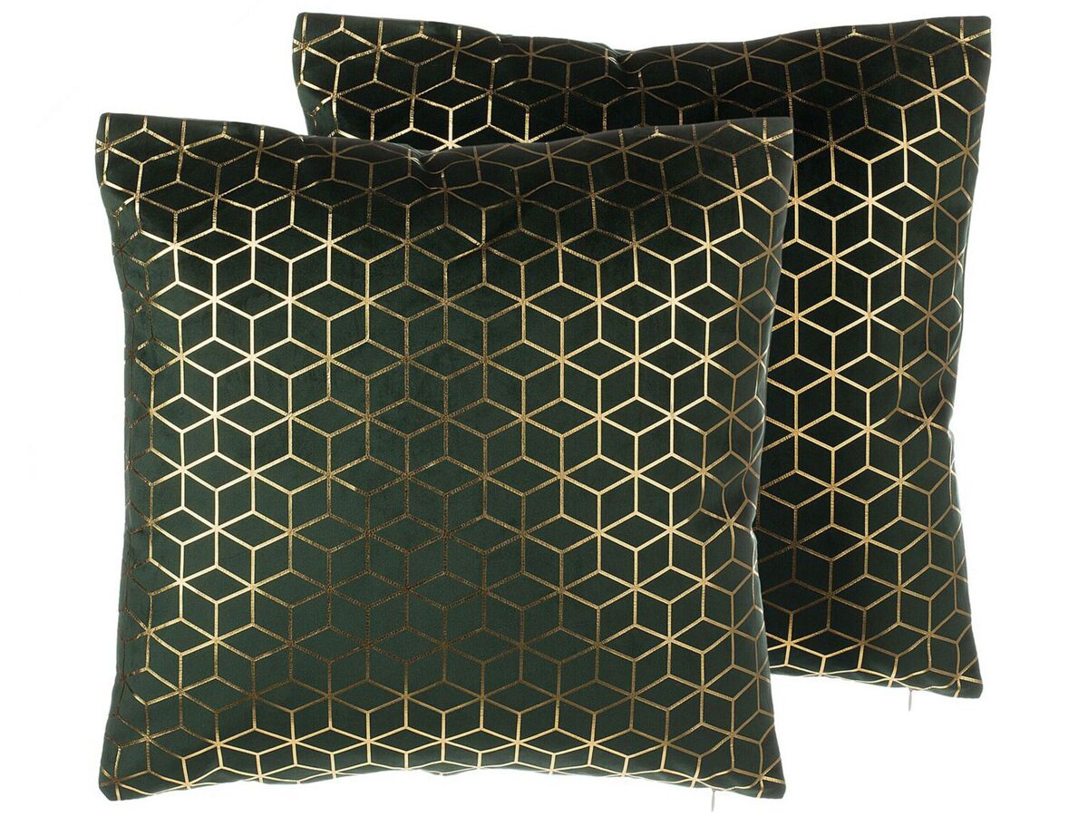Beliani Cojín decorativo CELOSIA 45x45 Verde Oscuro