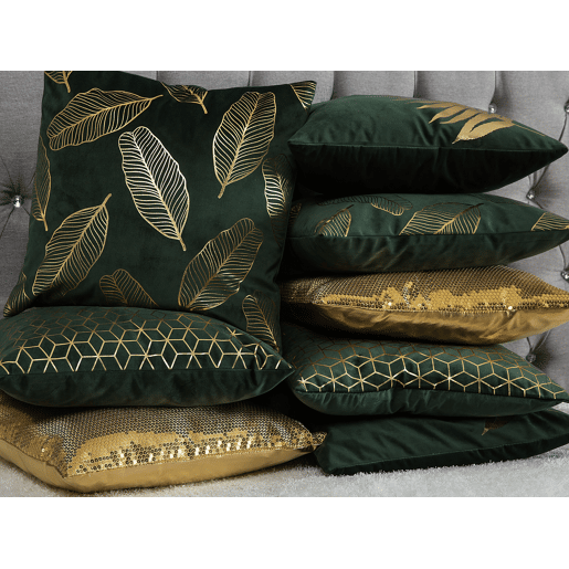 Conjunto de 2 almofadas decorativas CELOSIA Veludo 45 x 45 cm Verde escuro Padrão geométrico
