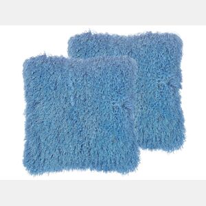 Conjunto de 2 almofadas decorativas CIDE 45 x 45 cm Azul Sólido