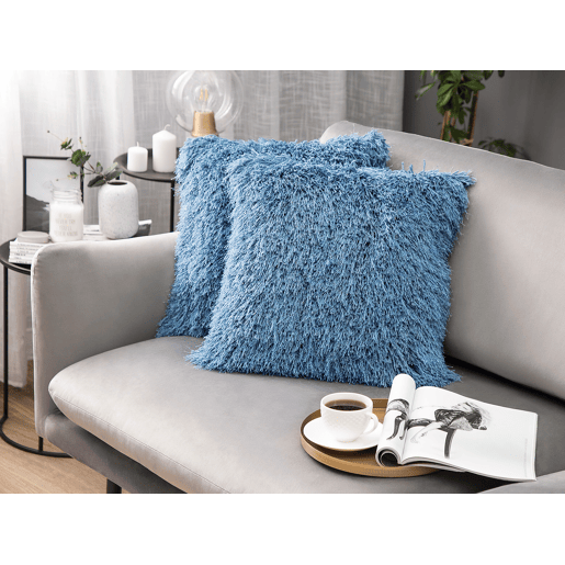Conjunto de 2 almofadas decorativas CIDE 45 x 45 cm Azul Sólido