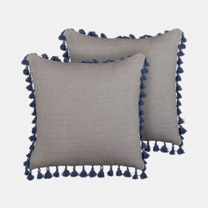 Conjunto de 2 almofadas decorativas CARPINUS Linho 45 x 45 cm Cinzento Sólido