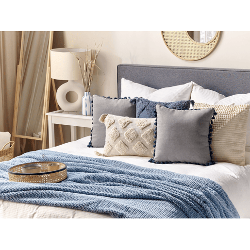 Conjunto de 2 almofadas decorativas CARPINUS Linho 45 x 45 cm Cinzento Sólido