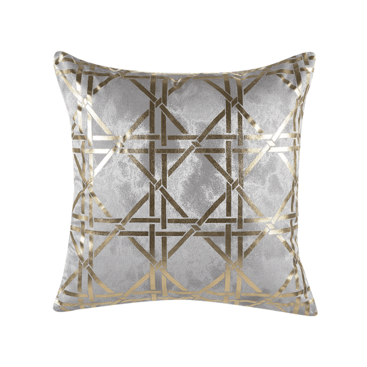 Conjunto de 2 almofadas decorativas CASSIA 45 x 45 cm Cinzento Padrão geométrico