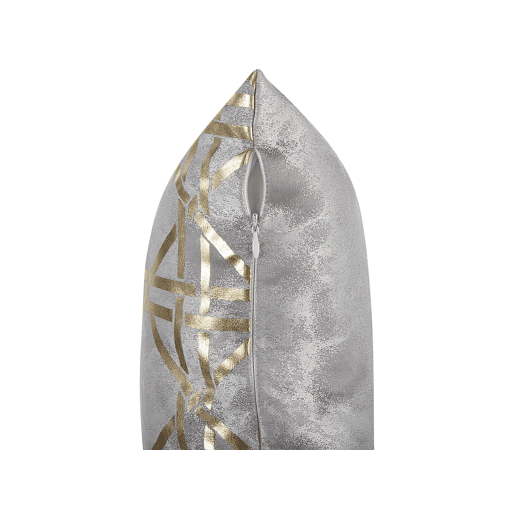 Conjunto de 2 almofadas decorativas CASSIA 45 x 45 cm Cinzento Padrão geométrico