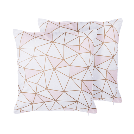Conjunto de 2 almofadas decorativas CLARKIA Algodão 45 x 45 cm Rosa Padrão geométrico