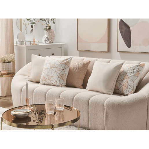 Conjunto de 2 almofadas decorativas CLARKIA Algodão 45 x 45 cm Rosa Padrão geométrico