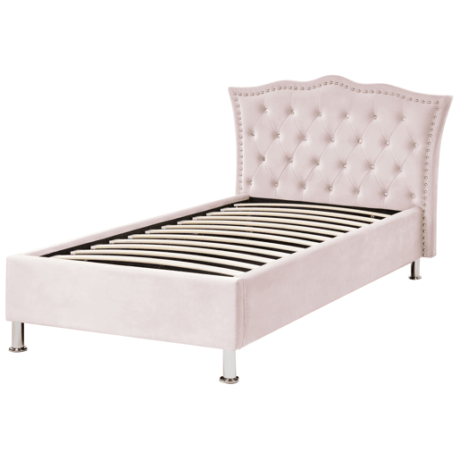 Cama baú Veludo METZ 90 x 200 cm Rosa pastel