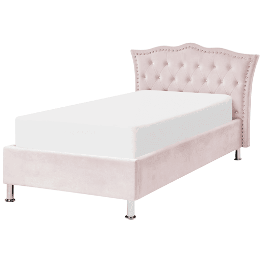 Cama baú Veludo METZ 90 x 200 cm Rosa pastel