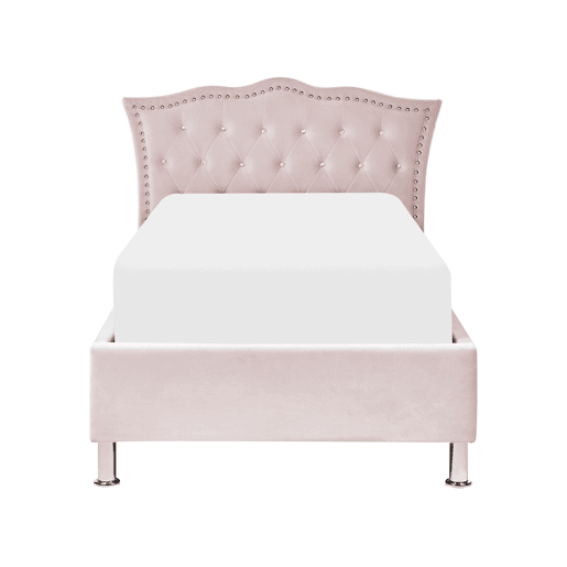 Cama baú Veludo METZ 90 x 200 cm Rosa pastel
