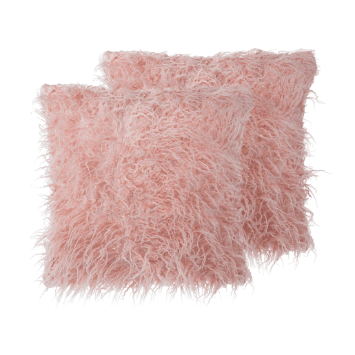 Conjunto de 2 almofadas decorativas DAISY Imitação de pele 45 x 45 cm Rosa Sólido