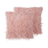 Conjunto de 2 almofadas decorativas DAISY Imitação de pele 45 x 45 cm Rosa Sólido