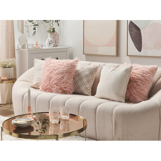 Conjunto de 2 almofadas decorativas DAISY Imitação de pele 45 x 45 cm Rosa Sólido