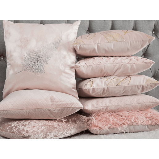Conjunto de 2 almofadas decorativas DAISY Imitação de pele 45 x 45 cm Rosa Sólido