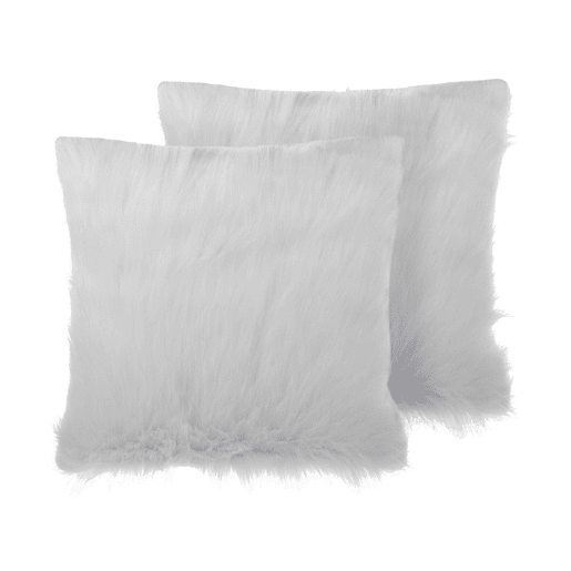 Conjunto de 2 almofadas decorativas DAISY Imitação de pele 45 x 45 cm Creme claro Sólido