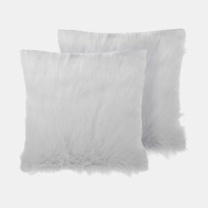 Conjunto de 2 almofadas decorativas DAISY Imitação de pele 45 x 45 cm Creme claro Sólido