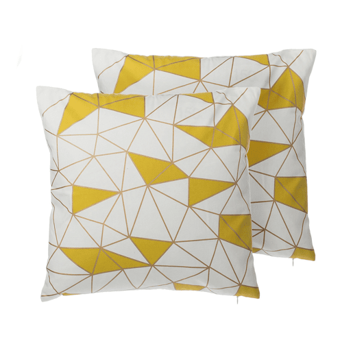 Conjunto de 2 almofadas decorativas CLARKIA Algodão 45 x 45 cm Amarelo Padrão geométrico