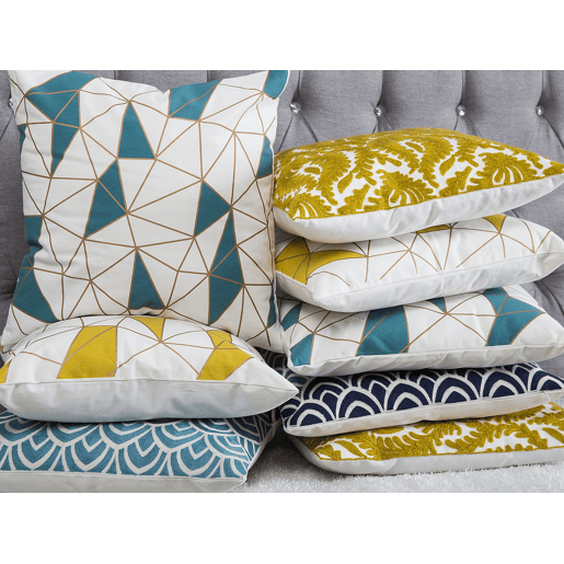 Conjunto de 2 almofadas decorativas CLARKIA Algodão 45 x 45 cm Amarelo Padrão geométrico