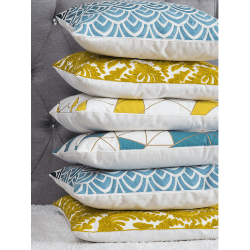 Conjunto de 2 almofadas decorativas CLARKIA Algodão 45 x 45 cm Amarelo Padrão geométrico