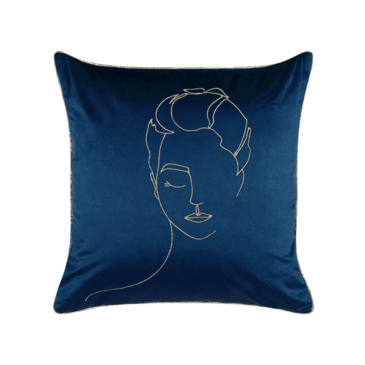 Conjunto de 2 almofadas decorativas CROCUS Veludo 45 x 45 cm Azul escuro Padrão abstracto
