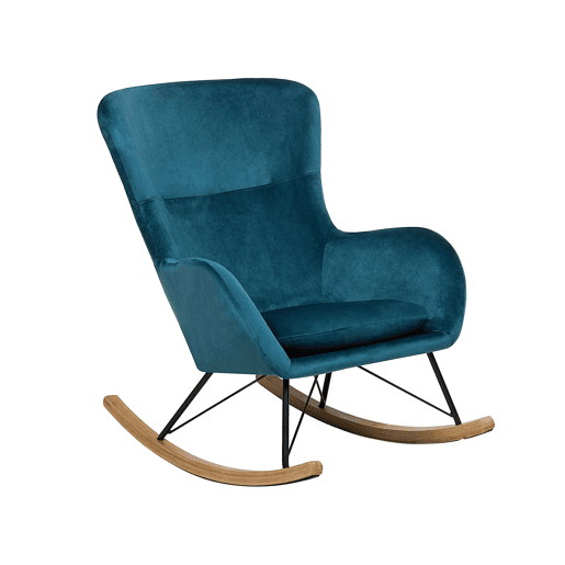 Poltrona de Baloiço ELLAN Veludo Azul turquesa