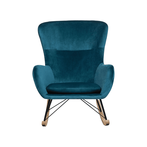 Poltrona de Baloiço ELLAN Veludo Azul turquesa