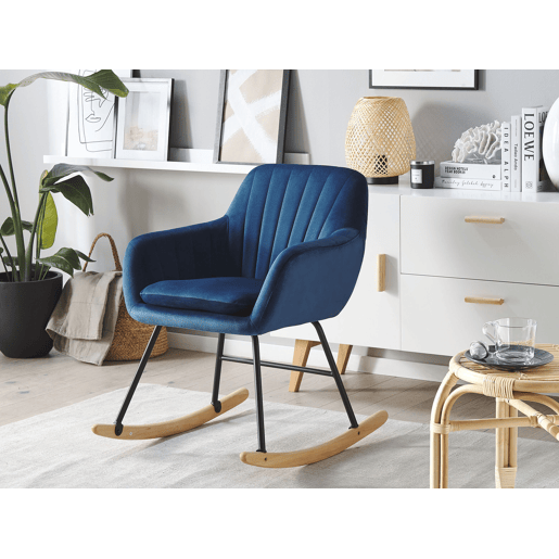 Poltrona de Baloiço LIARUM Veludo Azul marinho