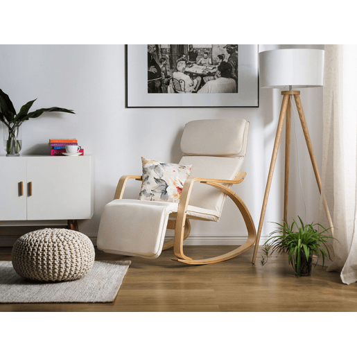 Poltrona de Baloiço WESTON Tecido Creme claro
