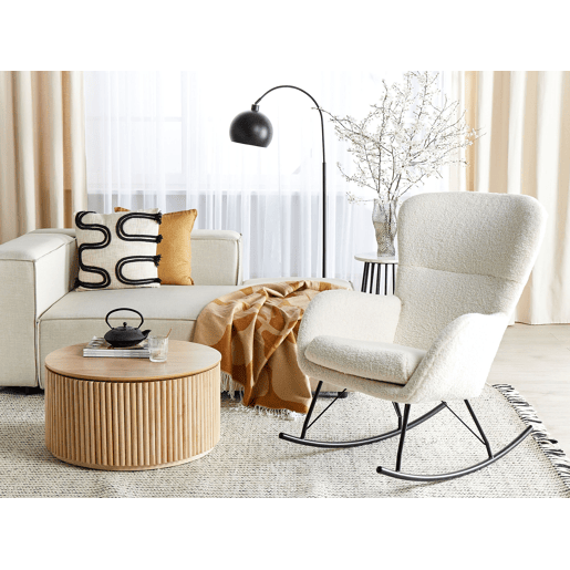 Poltrona de Baloiço ANASET Bouclé Creme claro