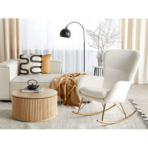 Poltrona de Baloiço ANASET Bouclé Branco