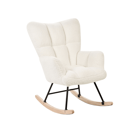 Poltrona de Baloiço OULU Bouclé Branco