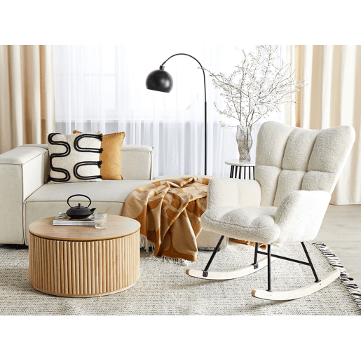 Poltrona de Baloiço OULU Bouclé Branco
